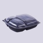 طبق وجبات كبير - 3 أقسام - أسود