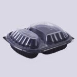 Small Meal Plate Lid - 2 Compartments - Transparent